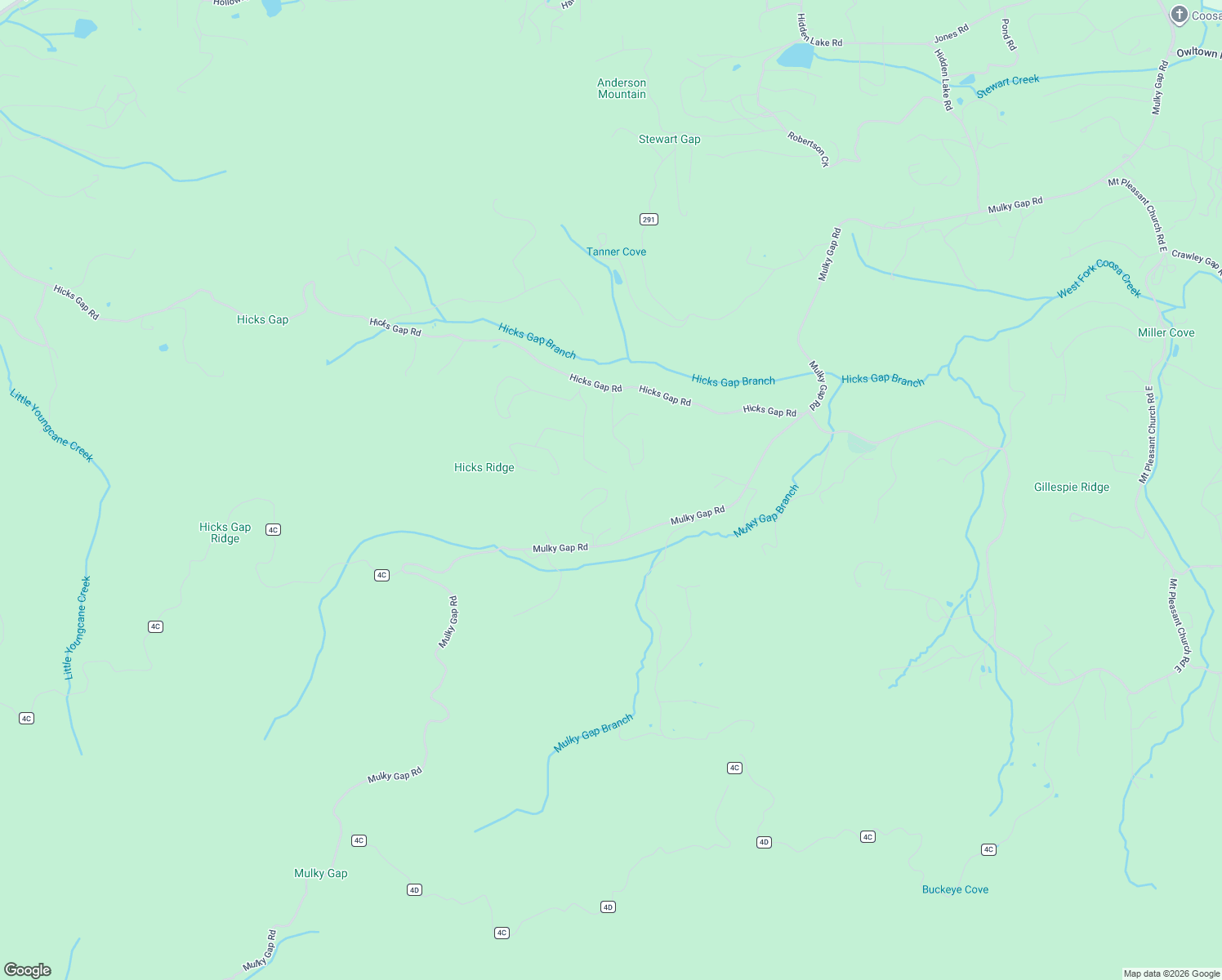 map of restaurants, bars, coffee shops, grocery stores, and more near 4283 Crest Road in Blairsville