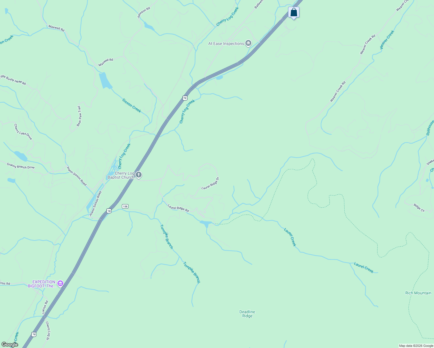 map of restaurants, bars, coffee shops, grocery stores, and more near 24 Laurel Ridge Drive in Blue Ridge