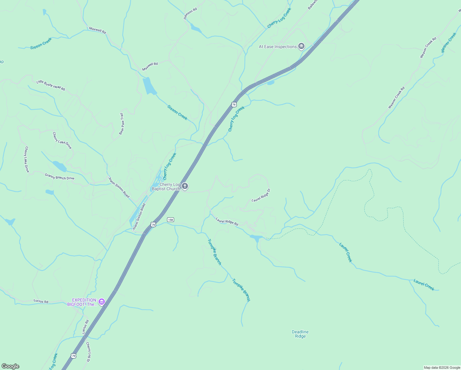 map of restaurants, bars, coffee shops, grocery stores, and more near 46 Laurel Ridge Drive in Blue Ridge
