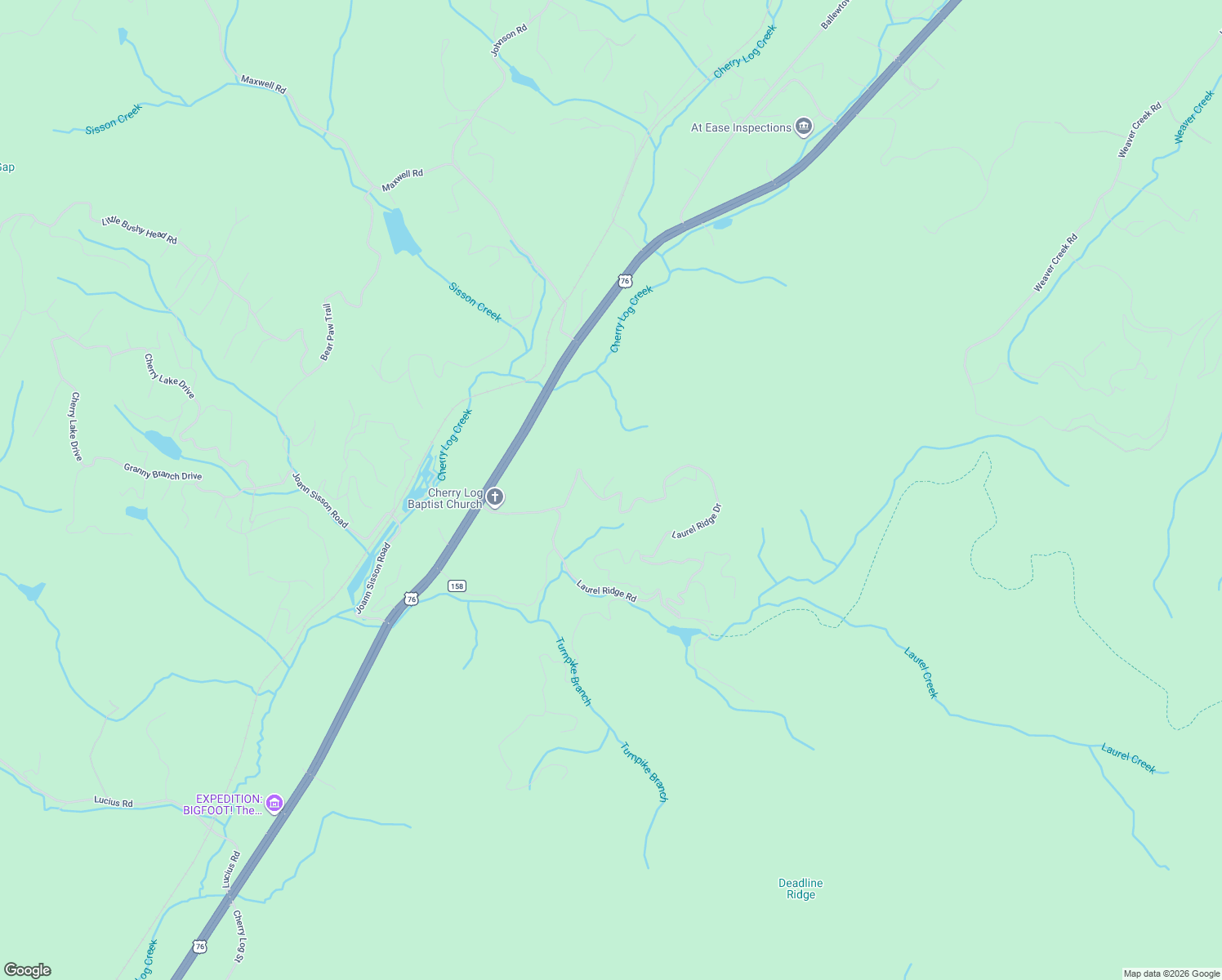 map of restaurants, bars, coffee shops, grocery stores, and more near 46 Laurel Ridge Drive in Blue Ridge