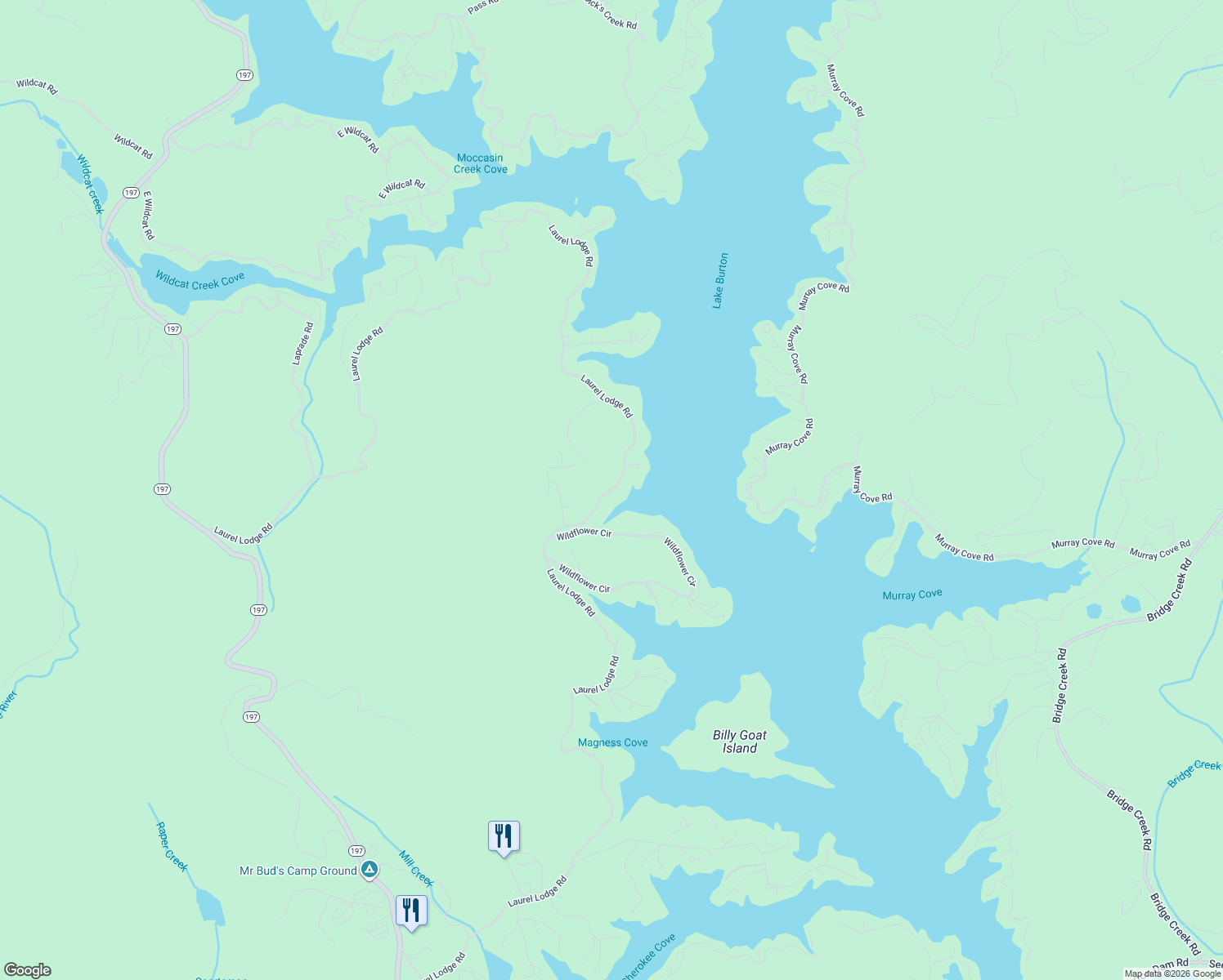 map of restaurants, bars, coffee shops, grocery stores, and more near 3037 Laurel Lodge Road in Clarkesville