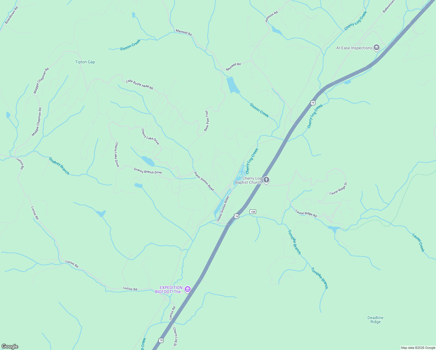 map of restaurants, bars, coffee shops, grocery stores, and more near 125 Lloyd Shove Drive in Blue Ridge