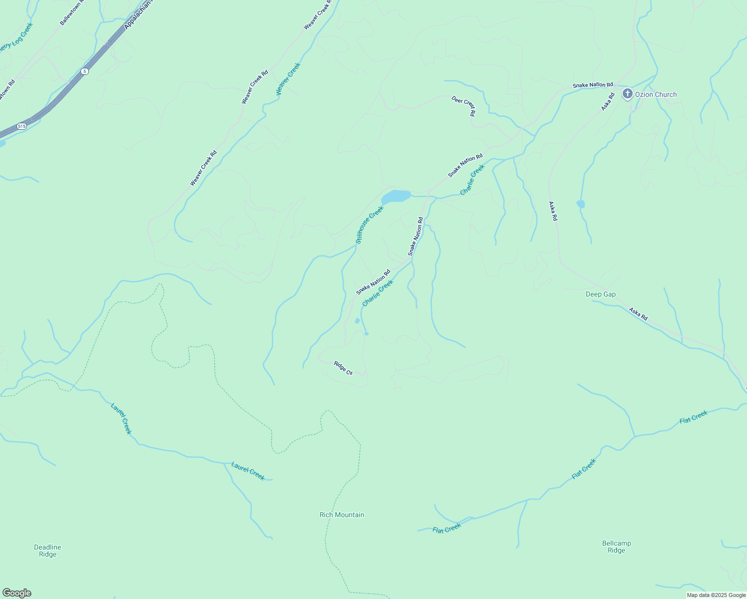 map of restaurants, bars, coffee shops, grocery stores, and more near 1390 Snake Nation Road in Blue Ridge