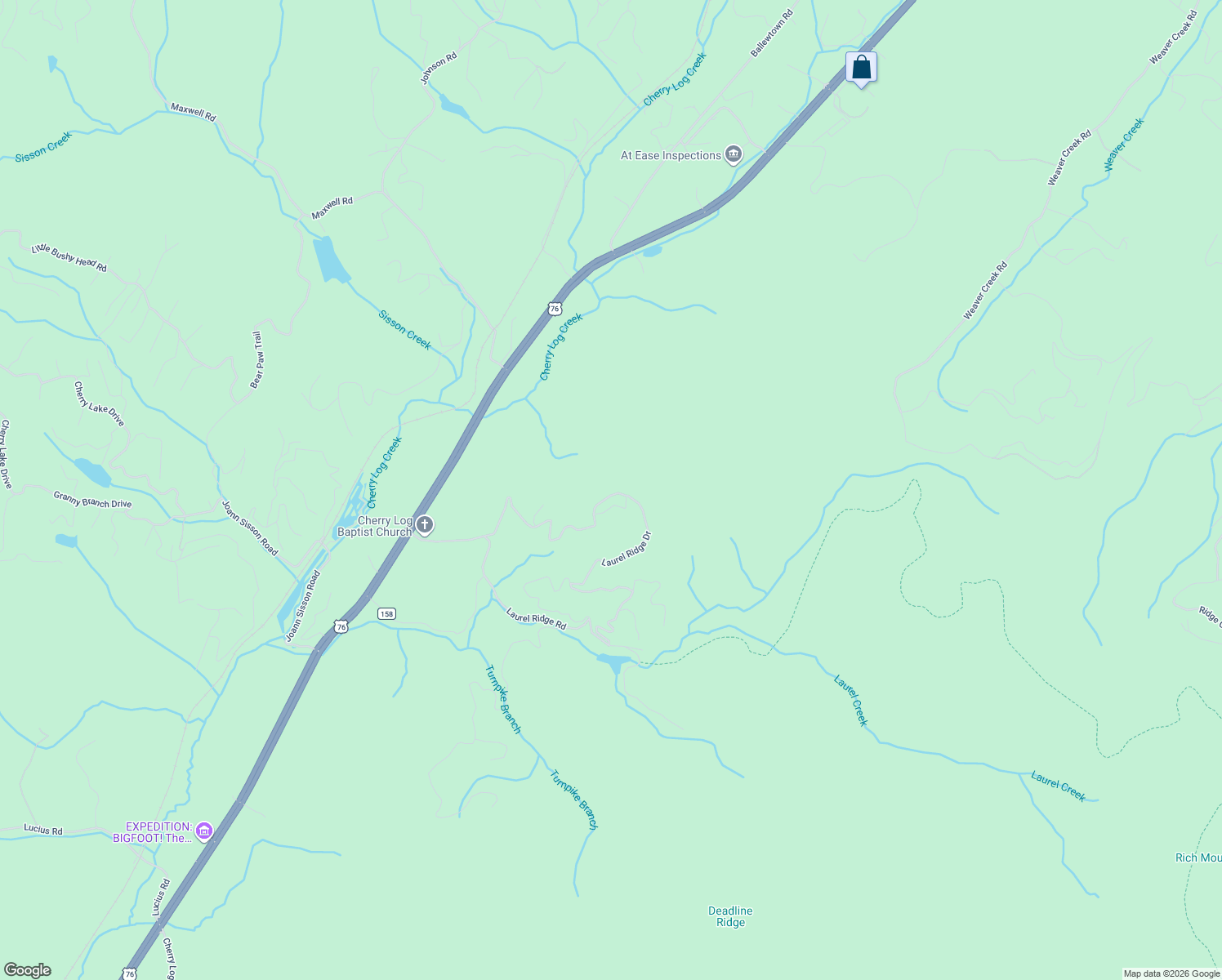 map of restaurants, bars, coffee shops, grocery stores, and more near 79 Laurel Ridge Way in Blue Ridge