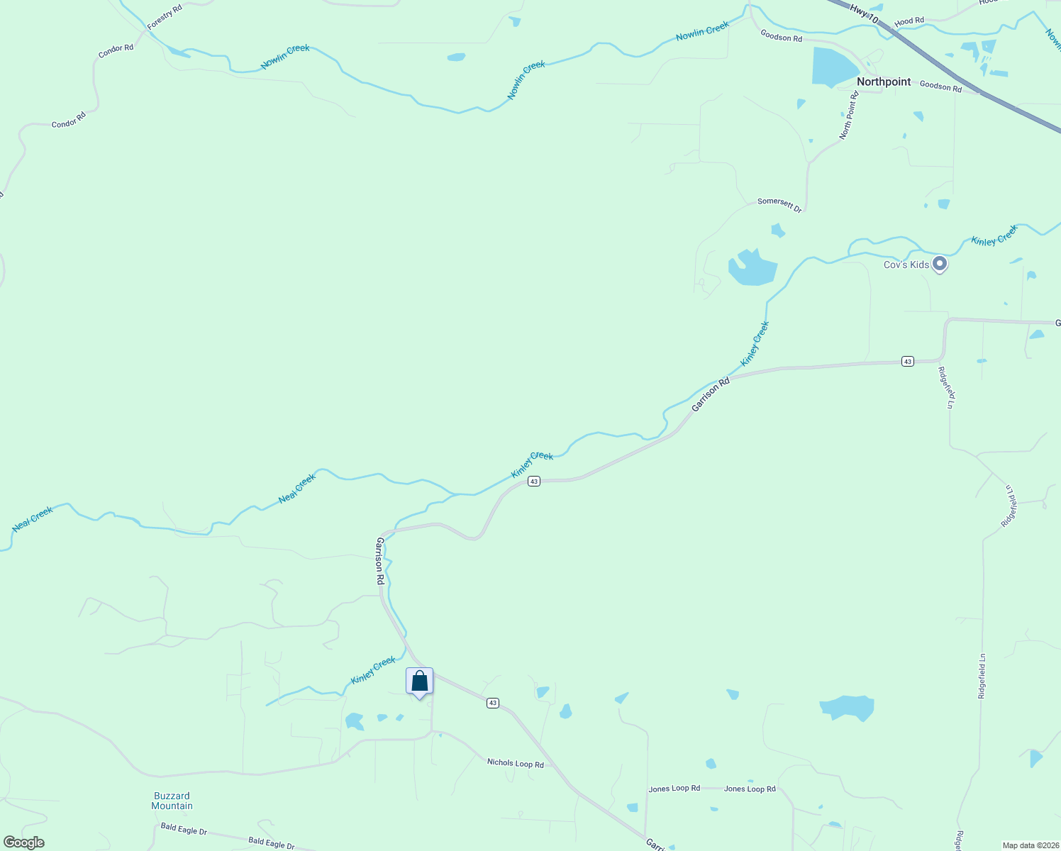 map of restaurants, bars, coffee shops, grocery stores, and more near 8953 County Road 43 in Little Rock