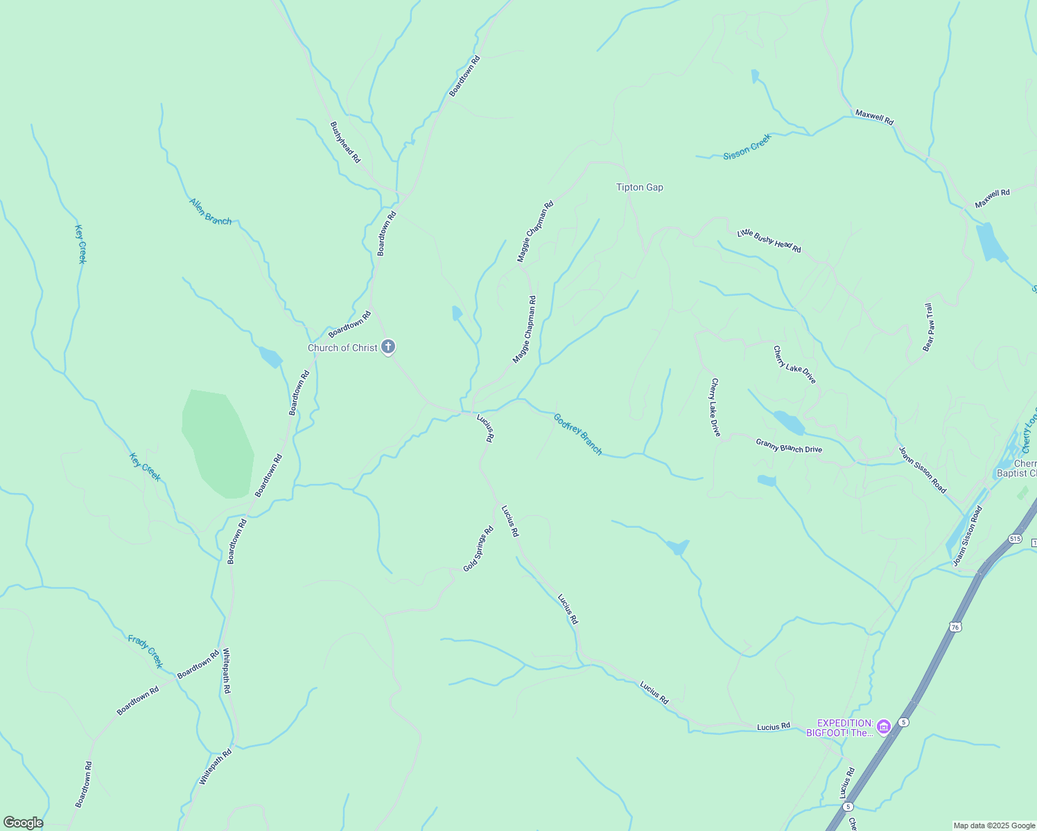 map of restaurants, bars, coffee shops, grocery stores, and more near 138 Lucius Lane in Cherry Log