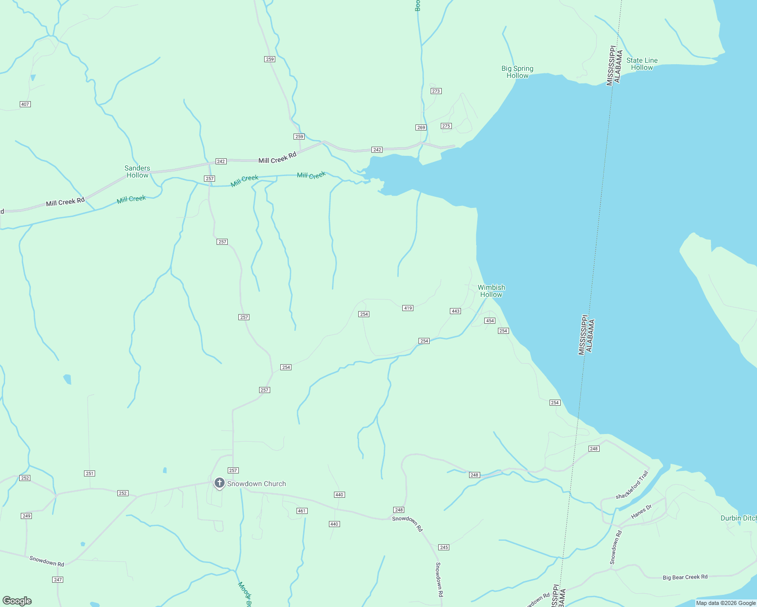 map of restaurants, bars, coffee shops, grocery stores, and more near 1-99 County Road 419 in Iuka