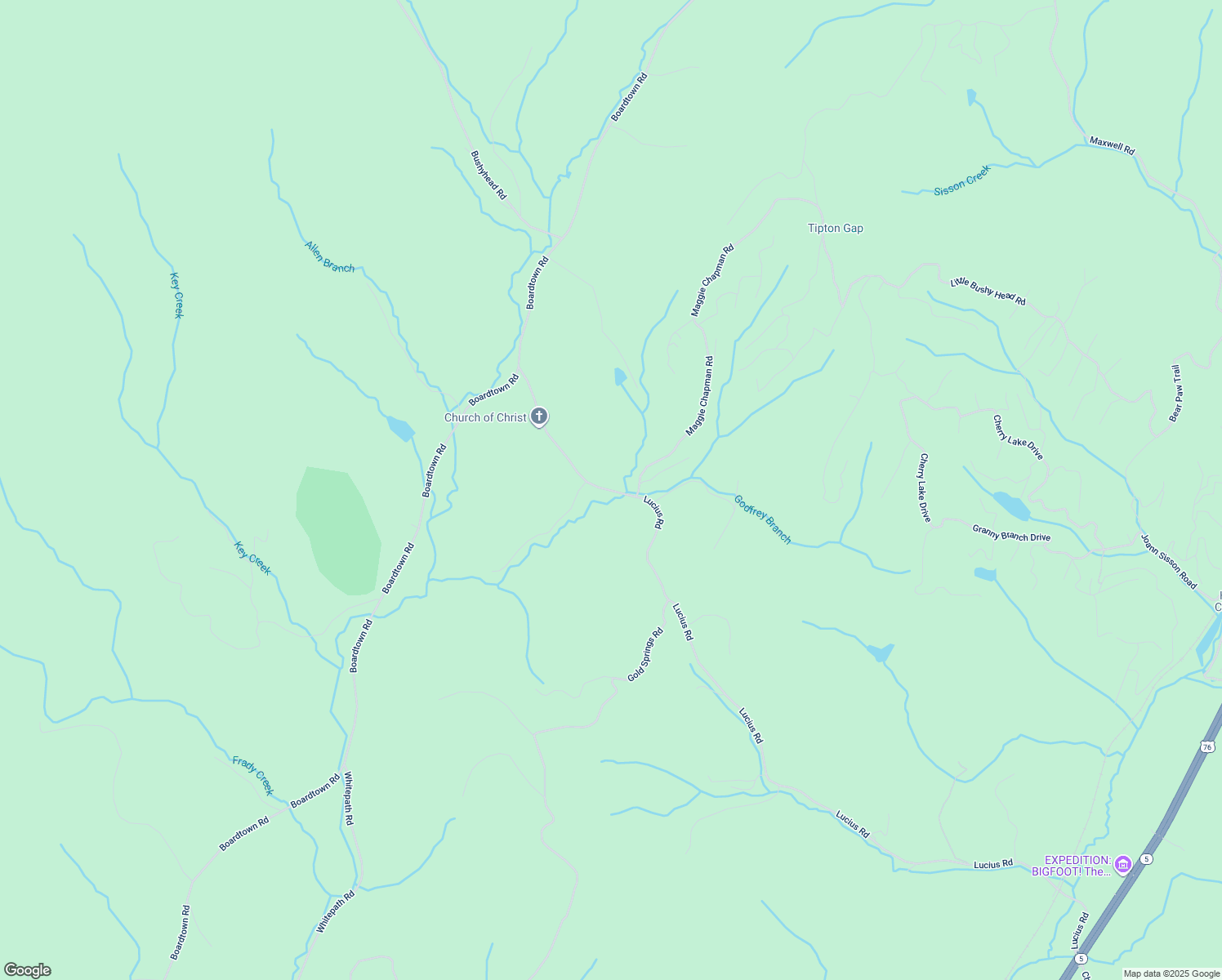 map of restaurants, bars, coffee shops, grocery stores, and more near 2253 Lucius Rd in Gilmer