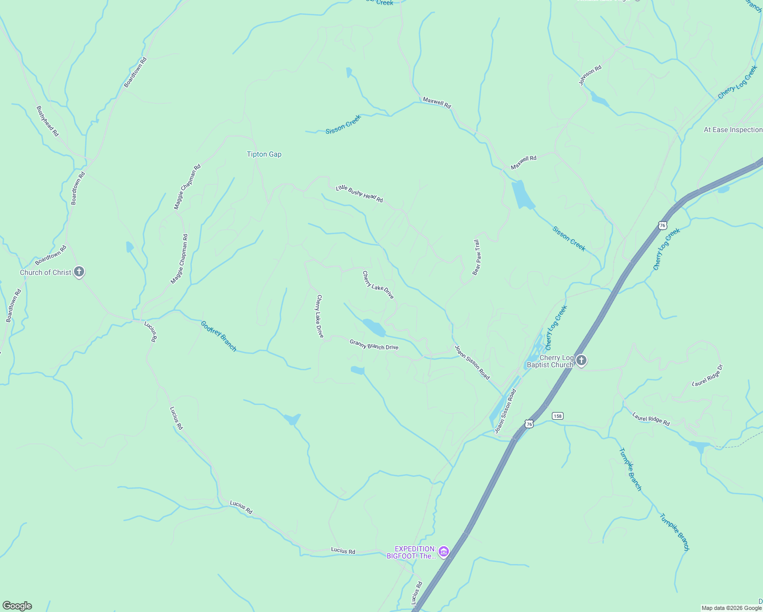 map of restaurants, bars, coffee shops, grocery stores, and more near 3 Beach Lane in Blue Ridge