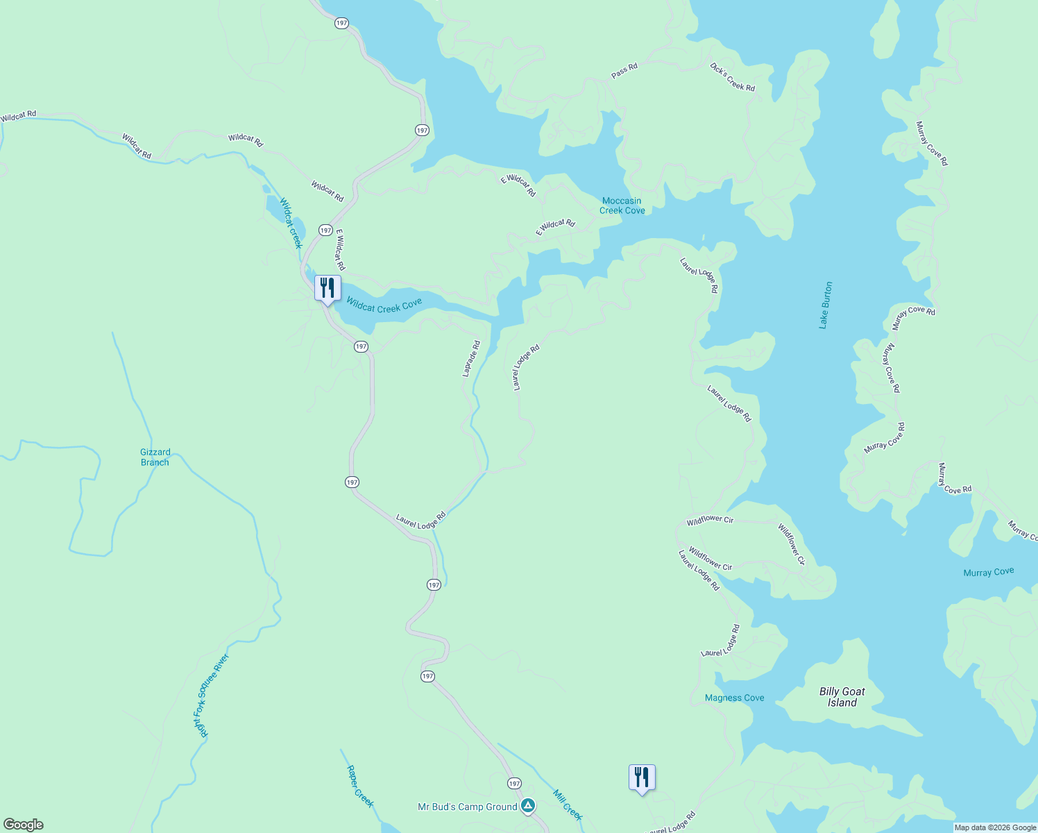 map of restaurants, bars, coffee shops, grocery stores, and more near 655 Laprade's Road in Clarkesville
