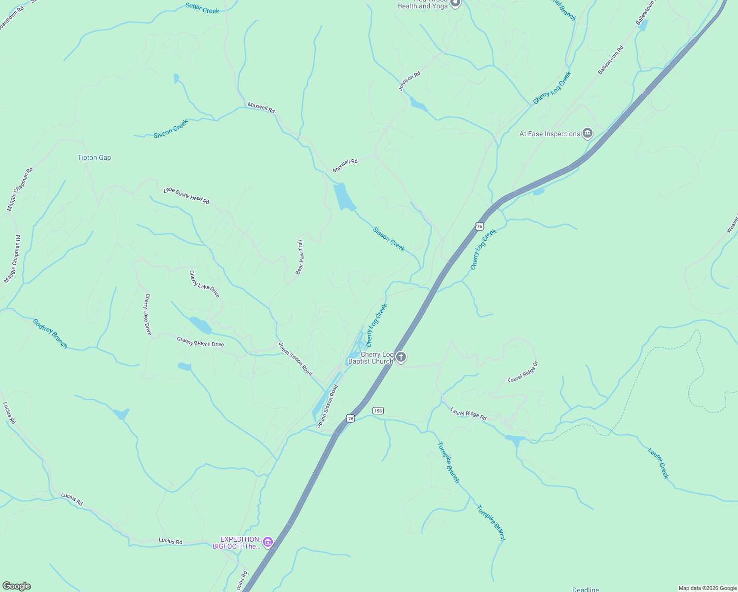map of restaurants, bars, coffee shops, grocery stores, and more near 297 Tall Timber Mountain Road in Blue Ridge