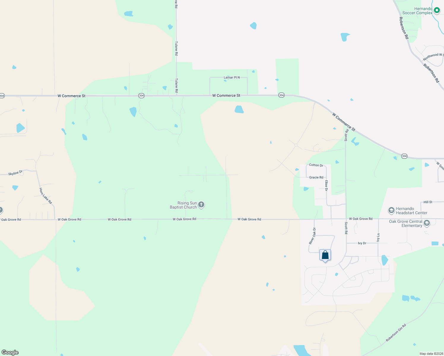 map of restaurants, bars, coffee shops, grocery stores, and more near 2657 Oak Manor Drive in Hernando