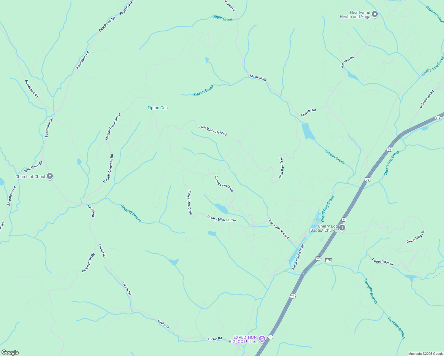 map of restaurants, bars, coffee shops, grocery stores, and more near 726 Cherry Lake Drive in Blue Ridge