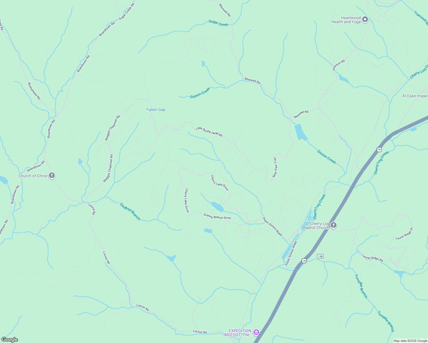 map of restaurants, bars, coffee shops, grocery stores, and more near 726 Cherry Lake Drive in Blue Ridge