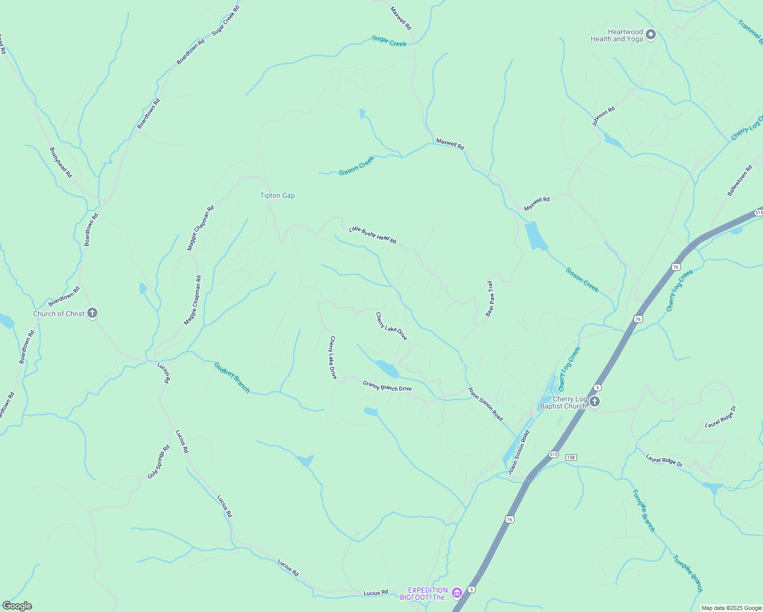 map of restaurants, bars, coffee shops, grocery stores, and more near 726 Cherry Lake Drive in Blue Ridge