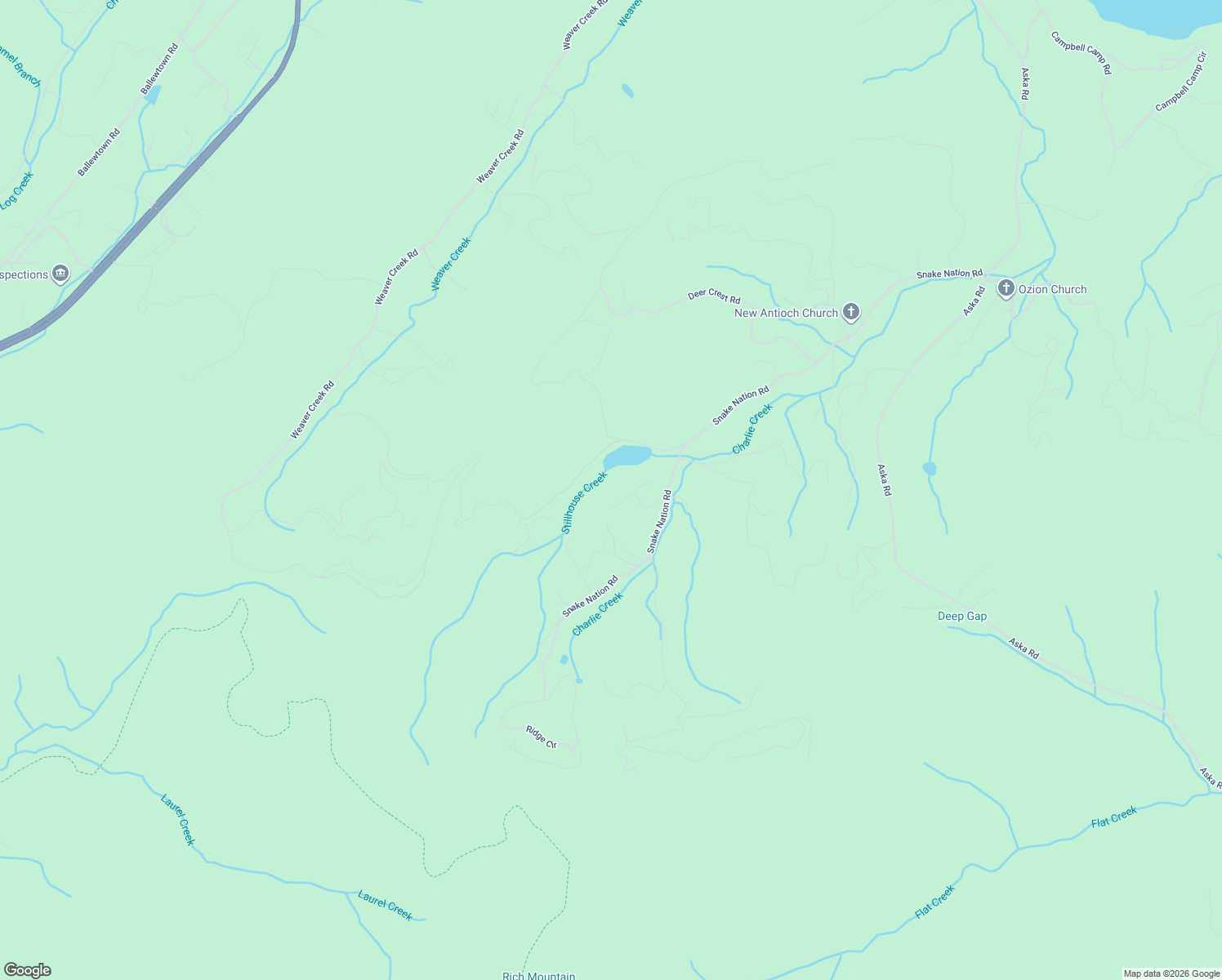 map of restaurants, bars, coffee shops, grocery stores, and more near Oak View Road in Blue Ridge