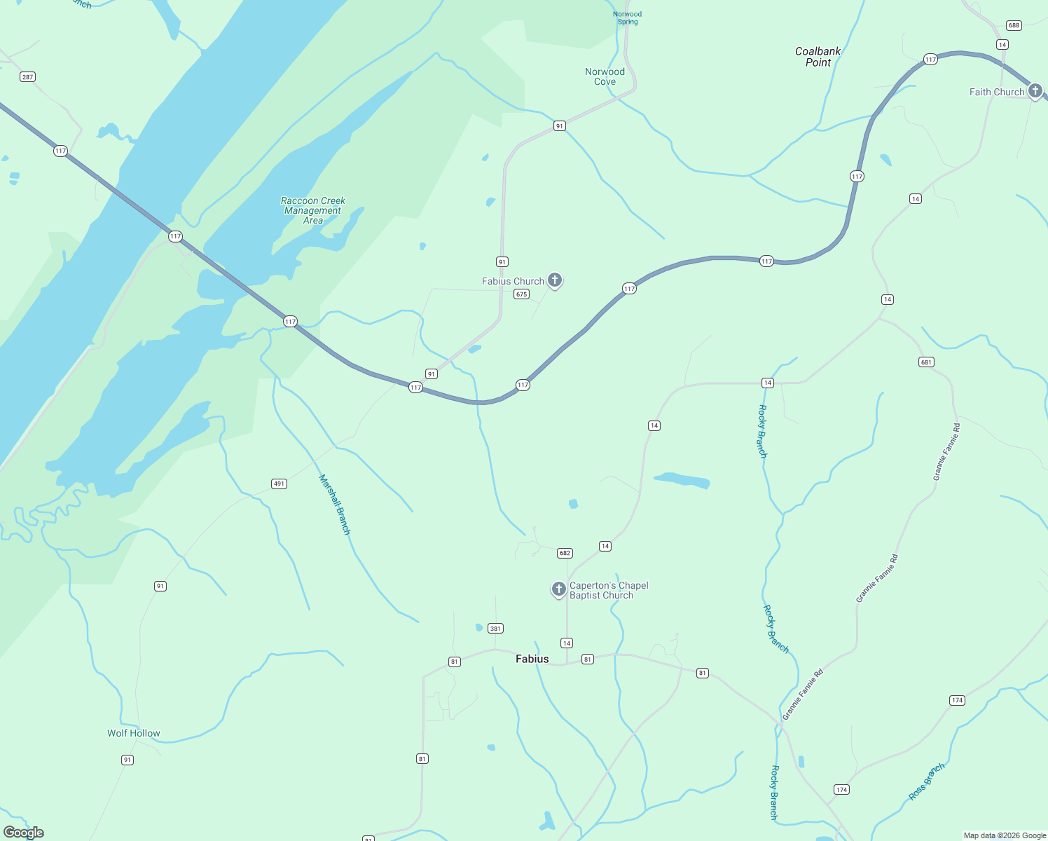 map of restaurants, bars, coffee shops, grocery stores, and more near in Fabius