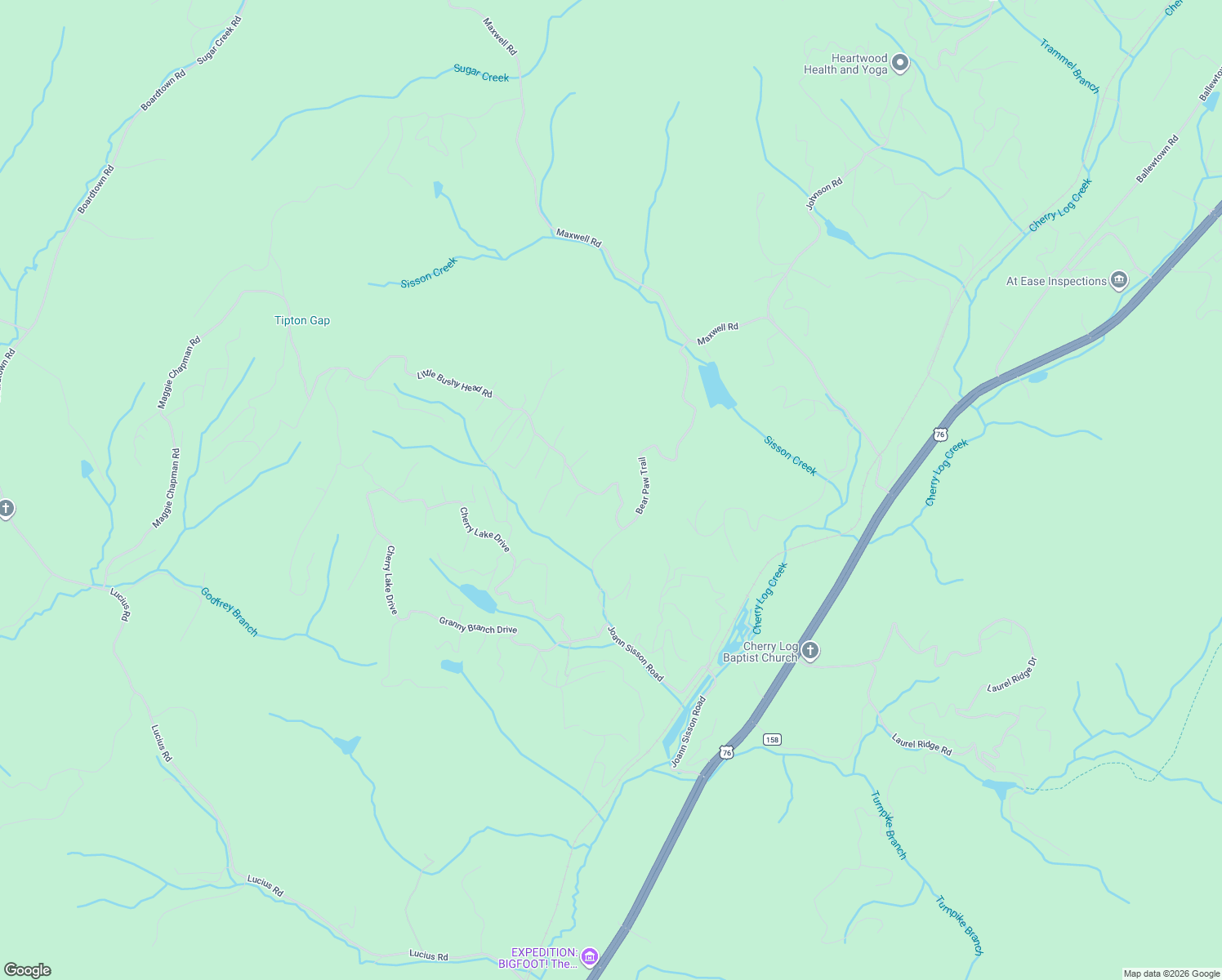 map of restaurants, bars, coffee shops, grocery stores, and more near 1241-1101 Bear Paw Trail in Blue Ridge