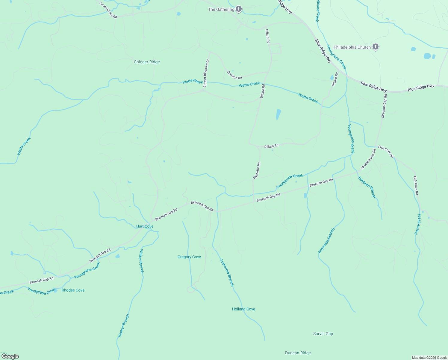 map of restaurants, bars, coffee shops, grocery stores, and more near 3645 Anglers Lane in Blairsville