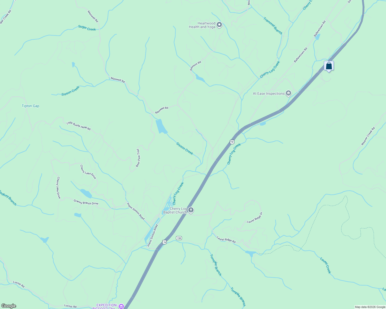 map of restaurants, bars, coffee shops, grocery stores, and more near 220 Old Mill Trace in Blue Ridge
