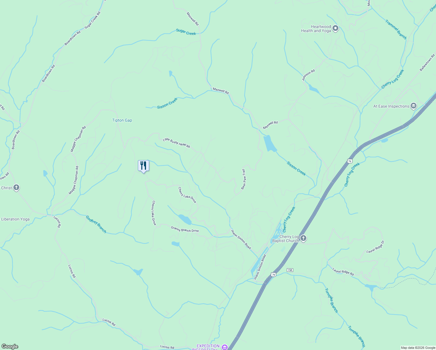 map of restaurants, bars, coffee shops, grocery stores, and more near 26 Loretta Drive in Blue Ridge