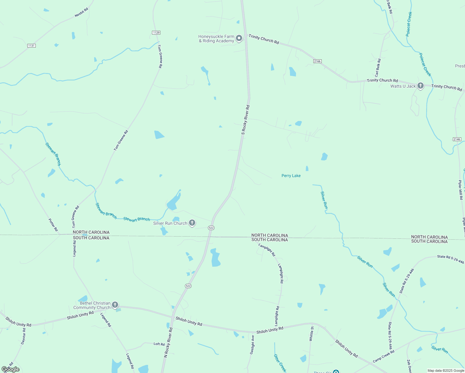 map of restaurants, bars, coffee shops, grocery stores, and more near 7519 South Rocky River Road in Monroe