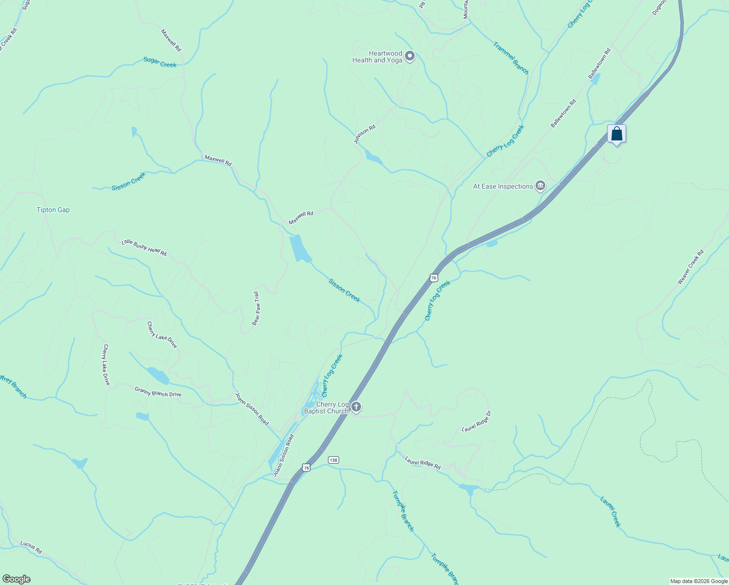 map of restaurants, bars, coffee shops, grocery stores, and more near 220 Old Mill Trace in Blue Ridge