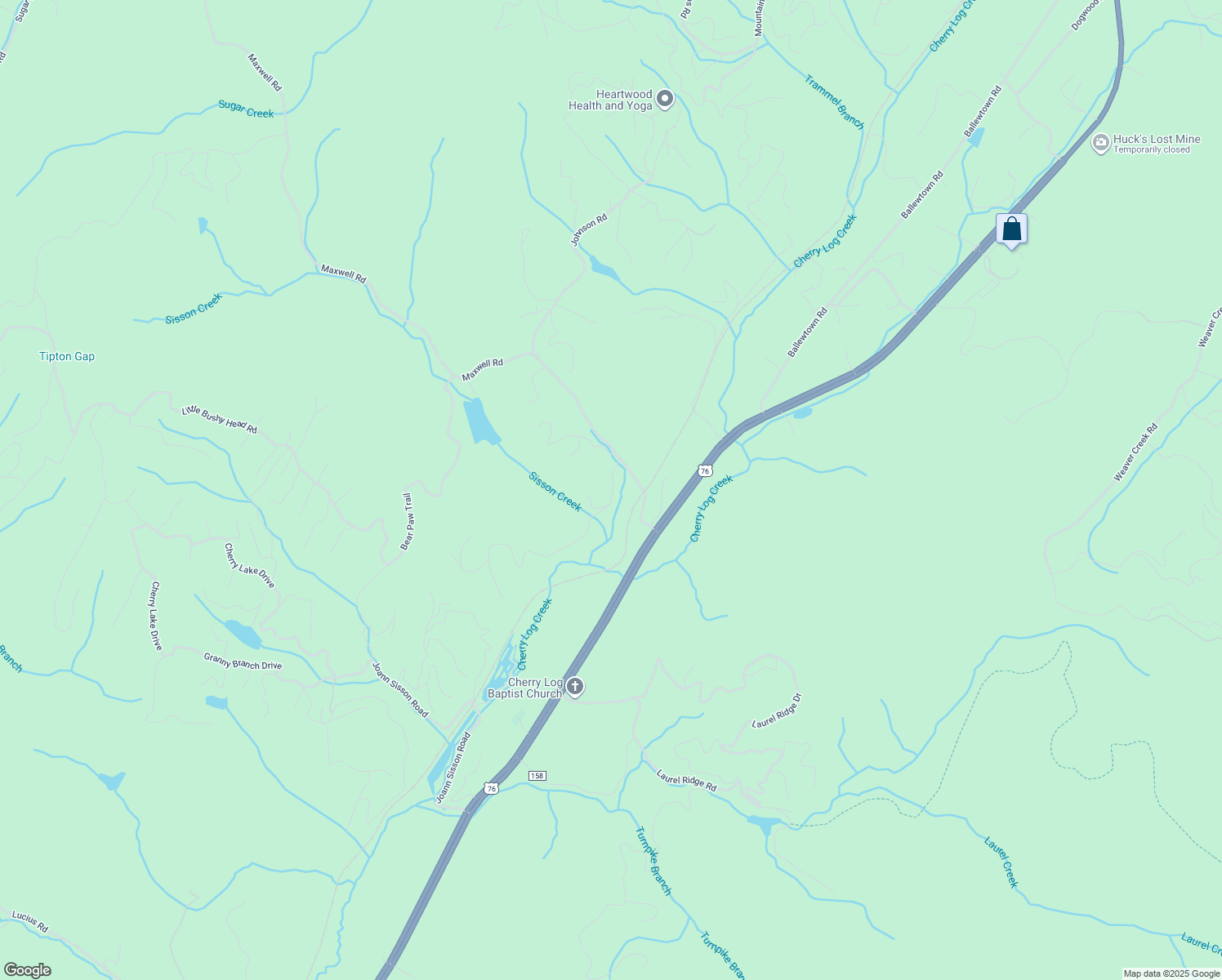 map of restaurants, bars, coffee shops, grocery stores, and more near Old Mill Trace in Blue Ridge