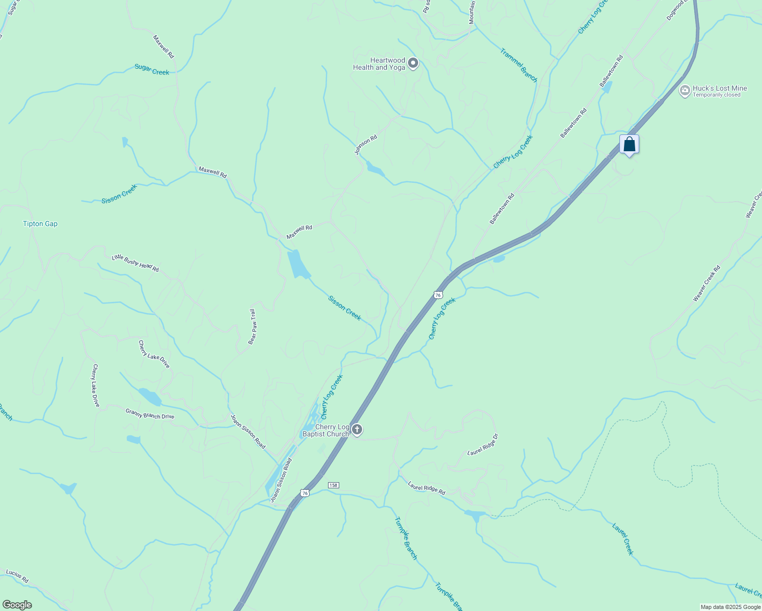 map of restaurants, bars, coffee shops, grocery stores, and more near Old Mill Trace in Blue Ridge