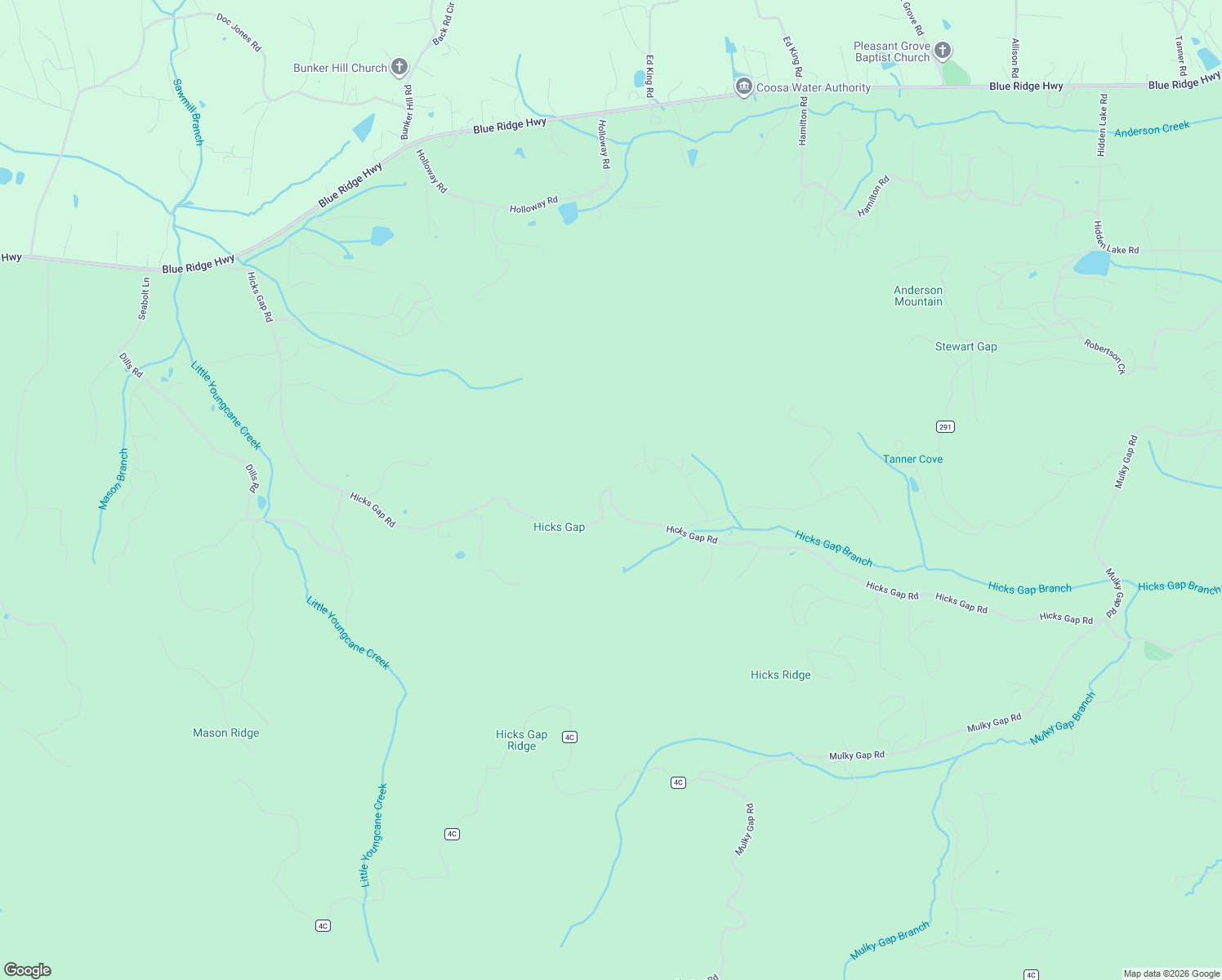 map of restaurants, bars, coffee shops, grocery stores, and more near 4808 Hicks Gap Road in Blairsville