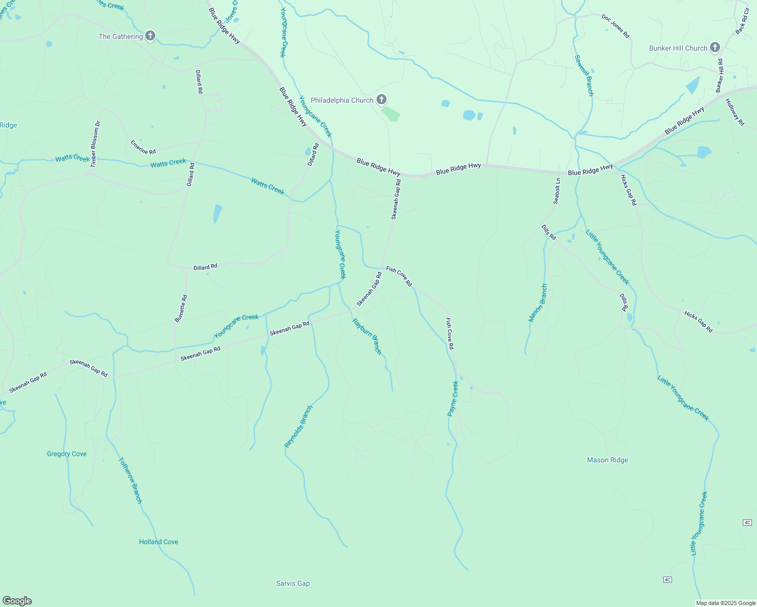 map of restaurants, bars, coffee shops, grocery stores, and more near 3742 Raburn Road in Blairsville