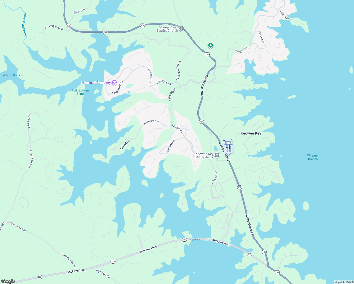 map of restaurants, bars, coffee shops, grocery stores, and more near 7 Foremast Dr in Salem