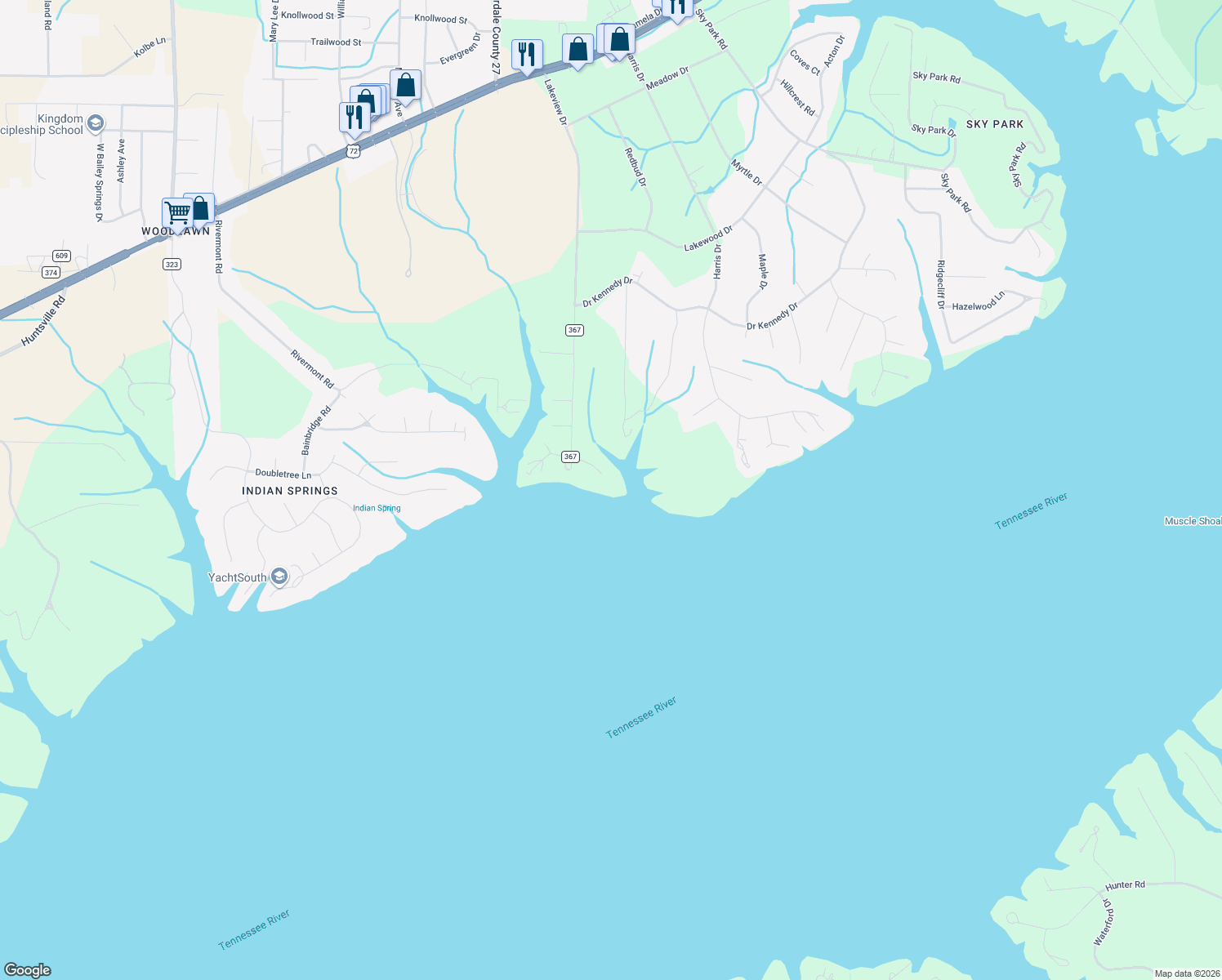 map of restaurants, bars, coffee shops, grocery stores, and more near 1141 County Road 367 in Florence