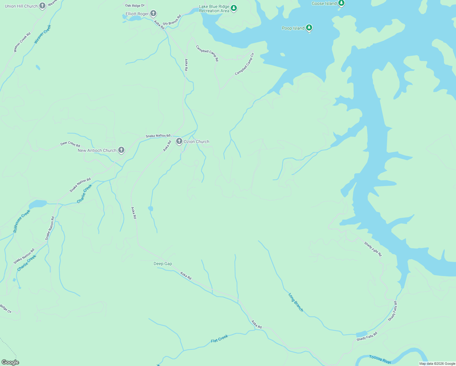 map of restaurants, bars, coffee shops, grocery stores, and more near 210 Green Ridge Road in Blue Ridge