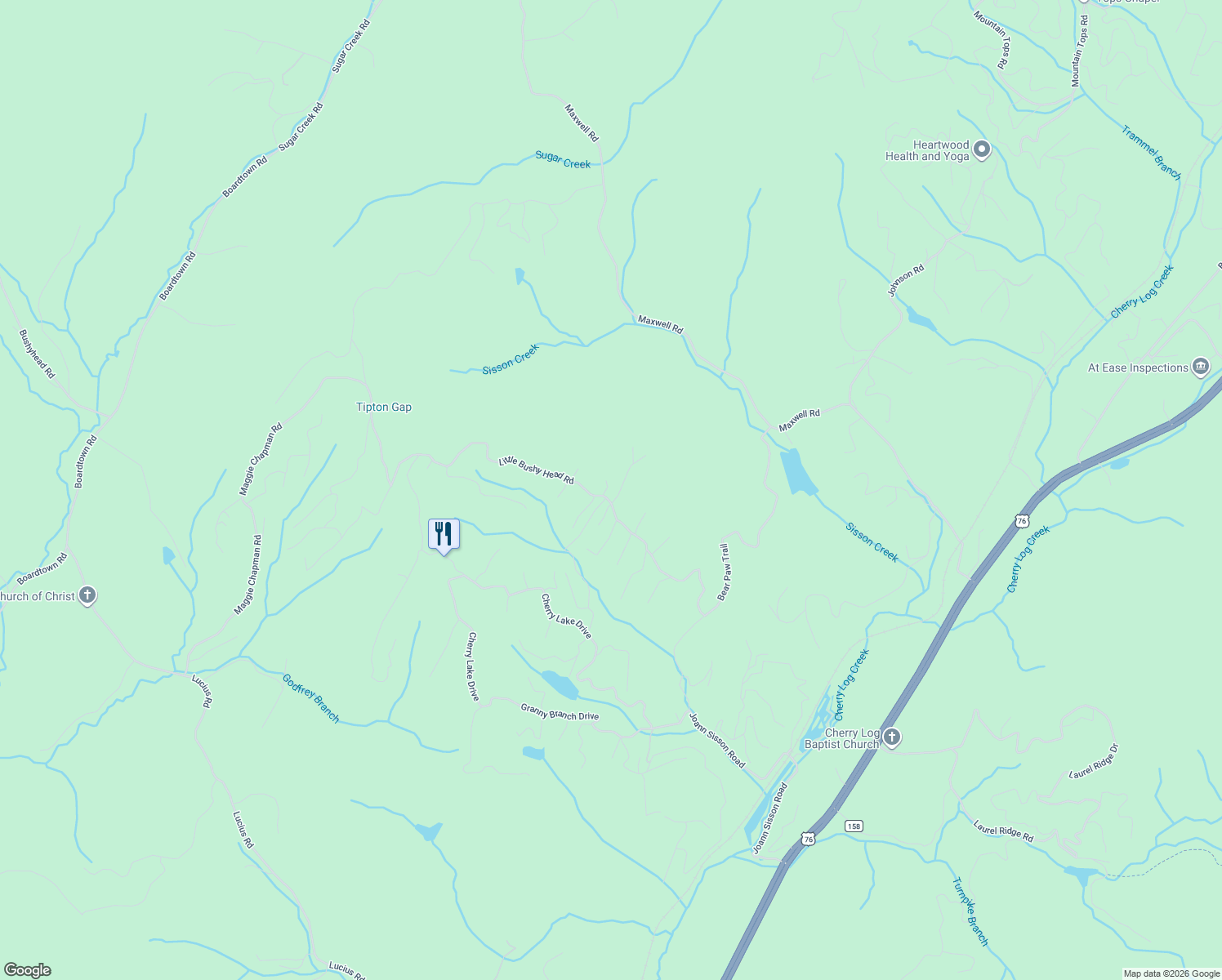 map of restaurants, bars, coffee shops, grocery stores, and more near 50 Casey Court in Blue Ridge
