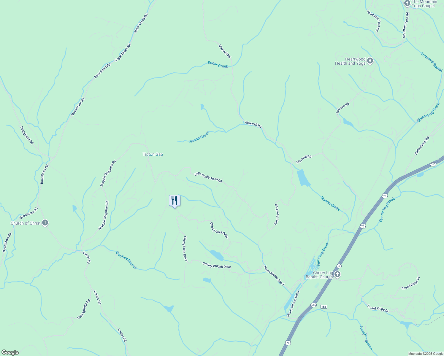 map of restaurants, bars, coffee shops, grocery stores, and more near 9 Joanna Court in Cherry Log