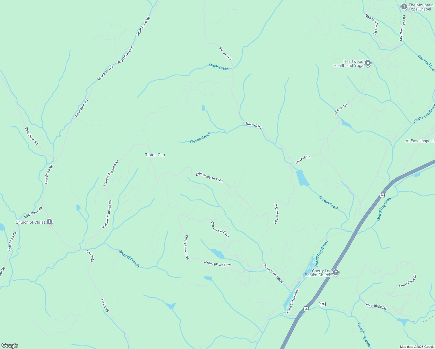 map of restaurants, bars, coffee shops, grocery stores, and more near Little Bushy Head Road in Blue Ridge