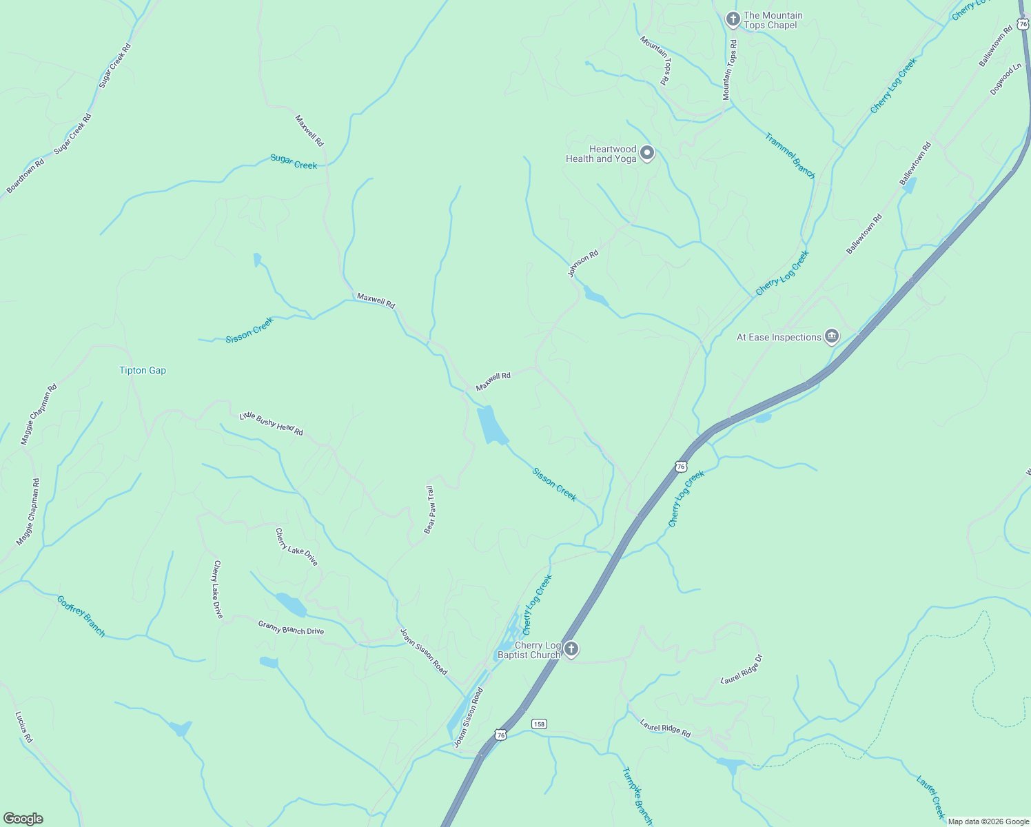 map of restaurants, bars, coffee shops, grocery stores, and more near 220 Maxwell Mountain Road in Blue Ridge