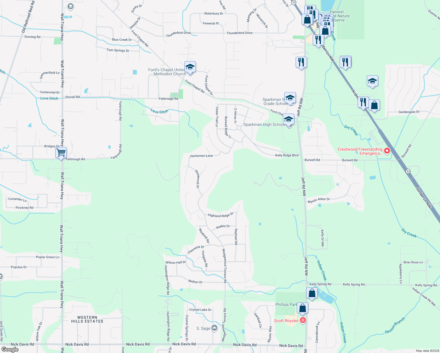 map of restaurants, bars, coffee shops, grocery stores, and more near 255 Wedgewood Terrace Road in Madison