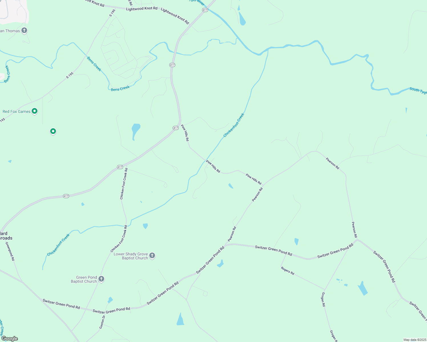 map of restaurants, bars, coffee shops, grocery stores, and more near 341 Pine Hills Road in Woodruff