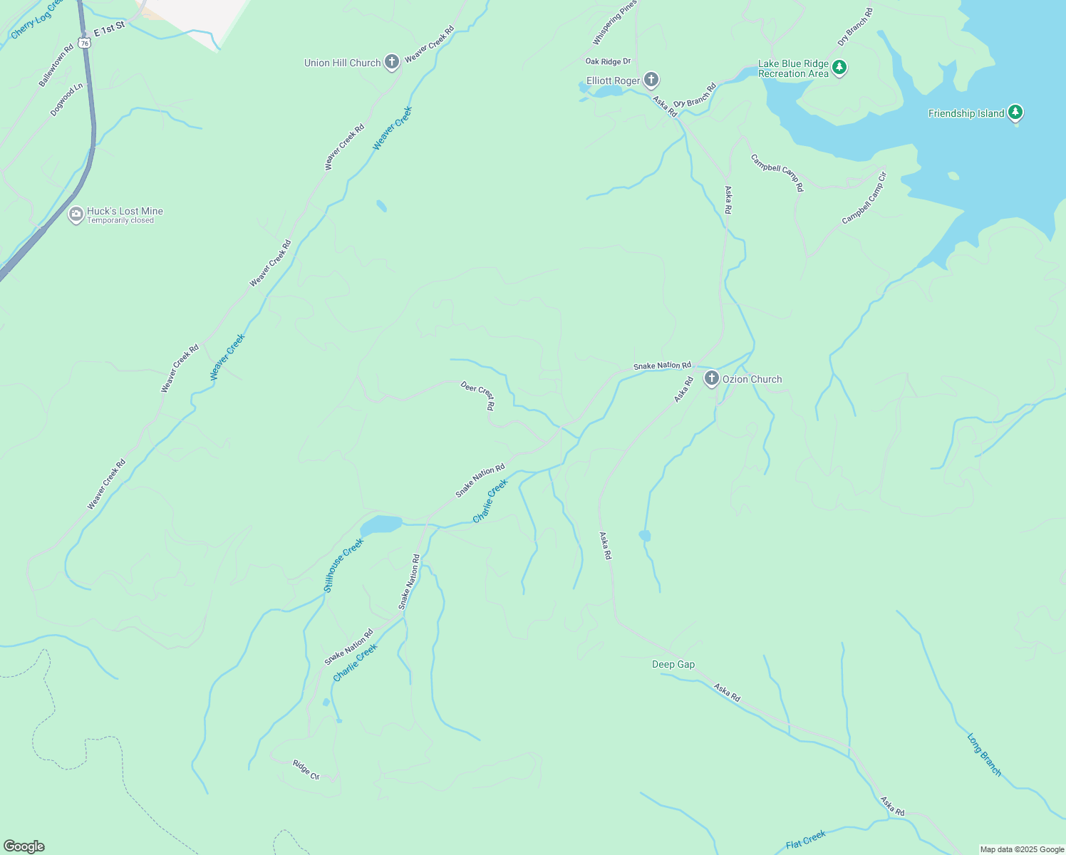 map of restaurants, bars, coffee shops, grocery stores, and more near 611 Snake Nation Road in Blue Ridge