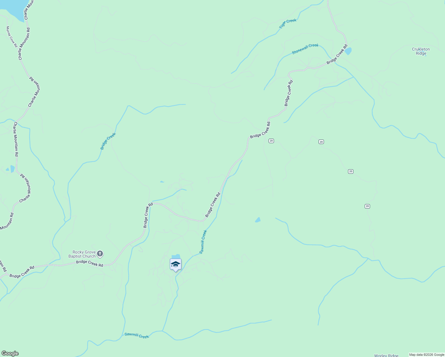 map of restaurants, bars, coffee shops, grocery stores, and more near 5331 Bridge Creek Road in Tiger