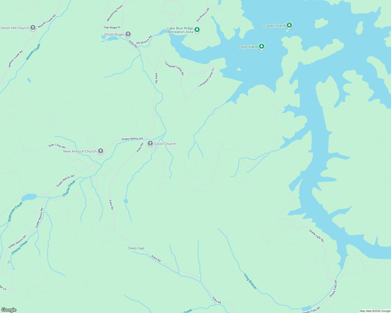 map of restaurants, bars, coffee shops, grocery stores, and more near 210 Green Ridge Trail in Blue Ridge