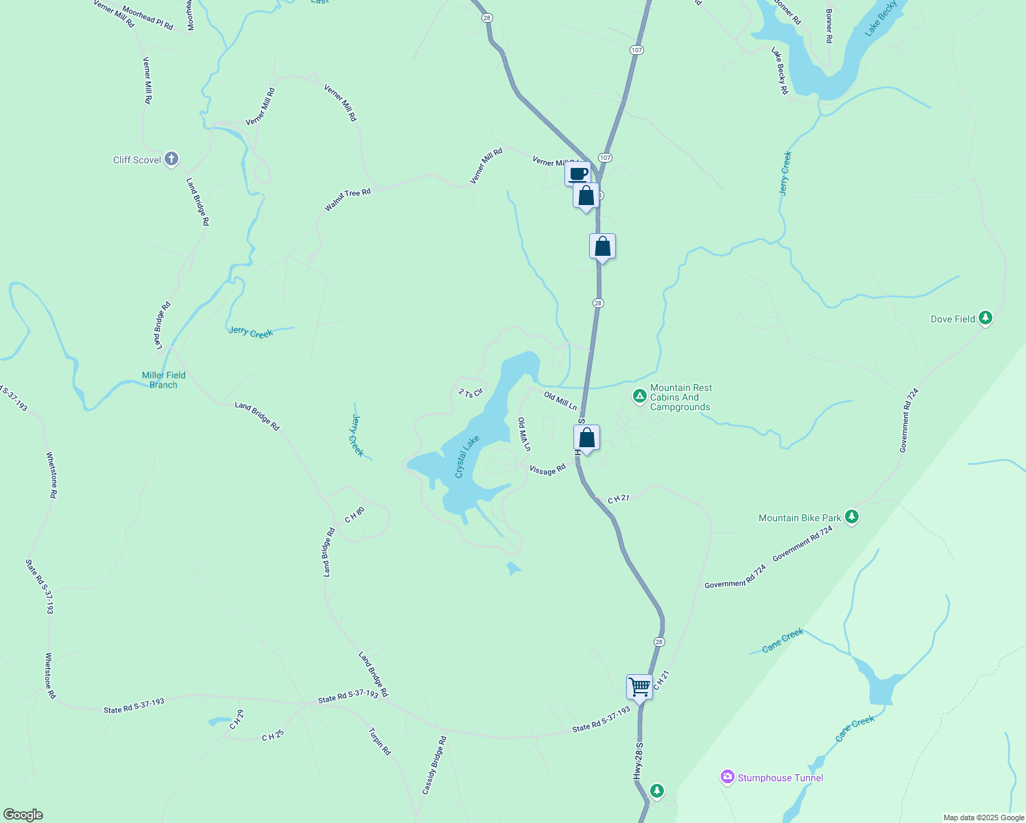 map of restaurants, bars, coffee shops, grocery stores, and more near 170 Old Mill Lane in Mountain Rest