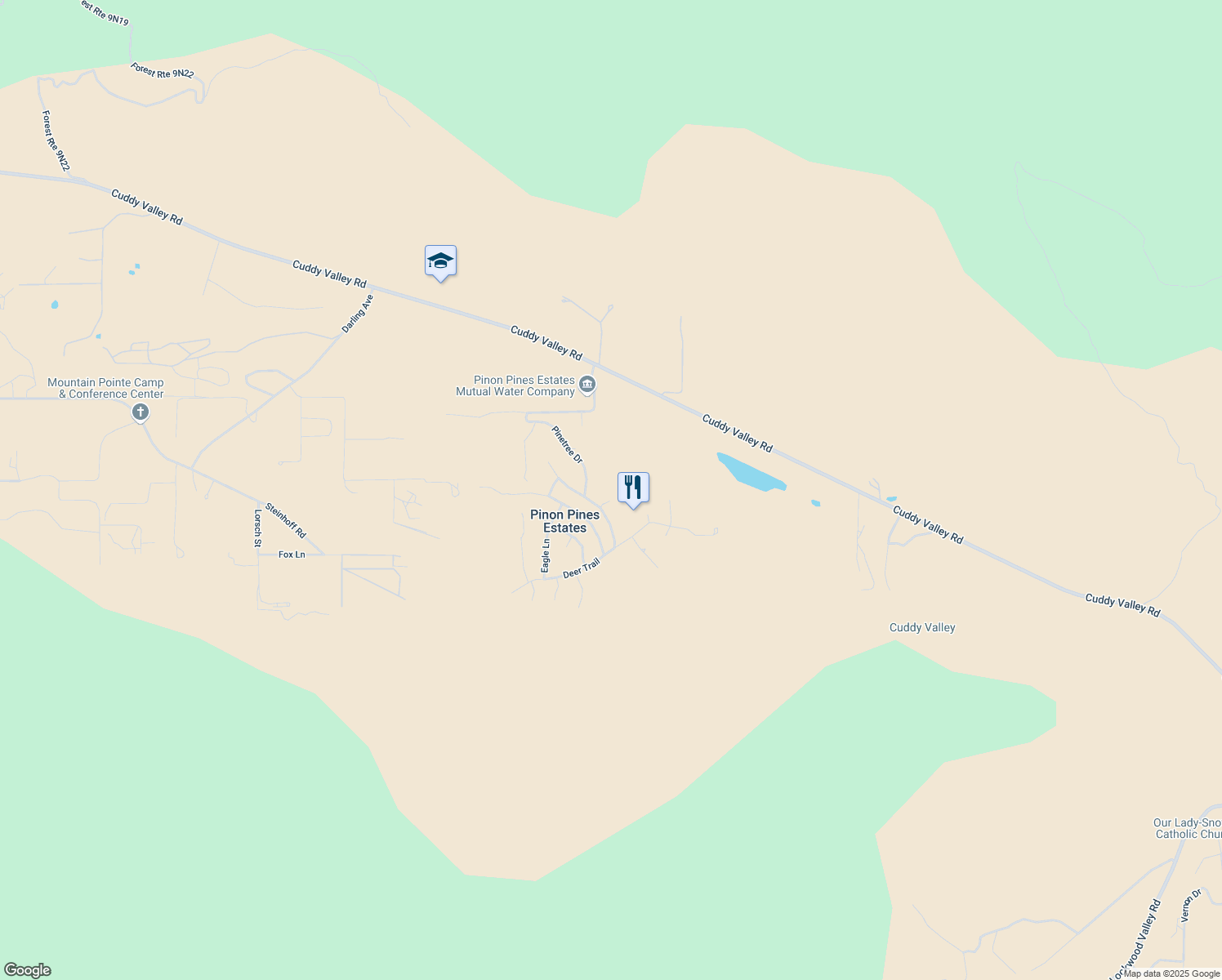 map of restaurants, bars, coffee shops, grocery stores, and more near 1132 Hut Court in Frazier Park