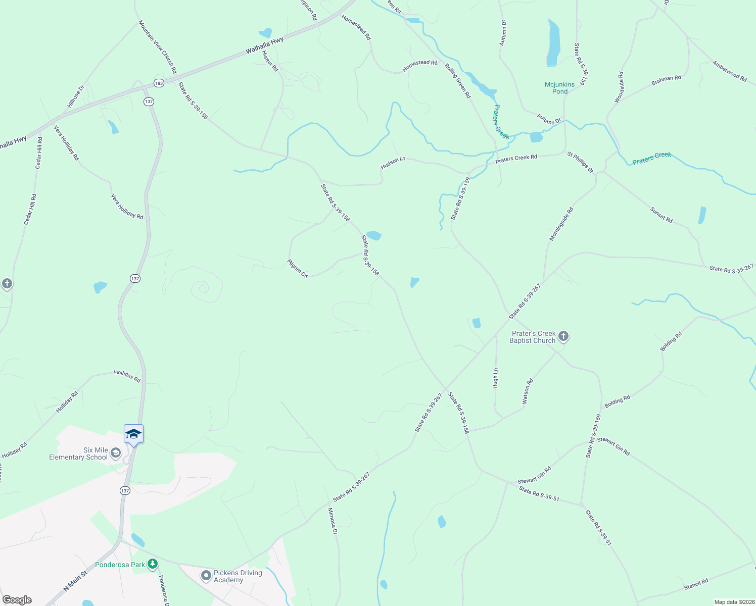 map of restaurants, bars, coffee shops, grocery stores, and more near 103 Splendor View in Pickens