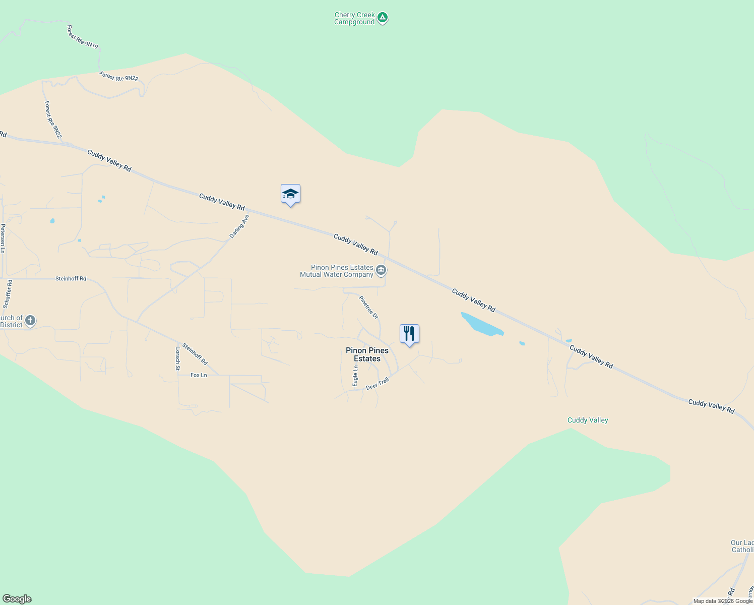 map of restaurants, bars, coffee shops, grocery stores, and more near 1329 Jay Court in Frazier Park