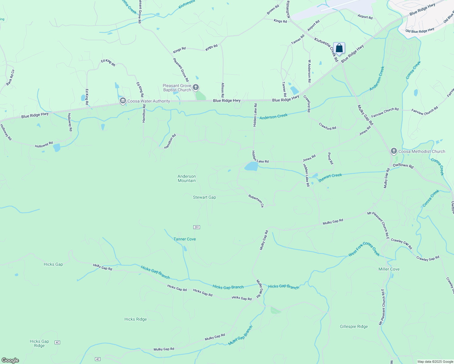 map of restaurants, bars, coffee shops, grocery stores, and more near 3500 Bertson Circle in Blairsville