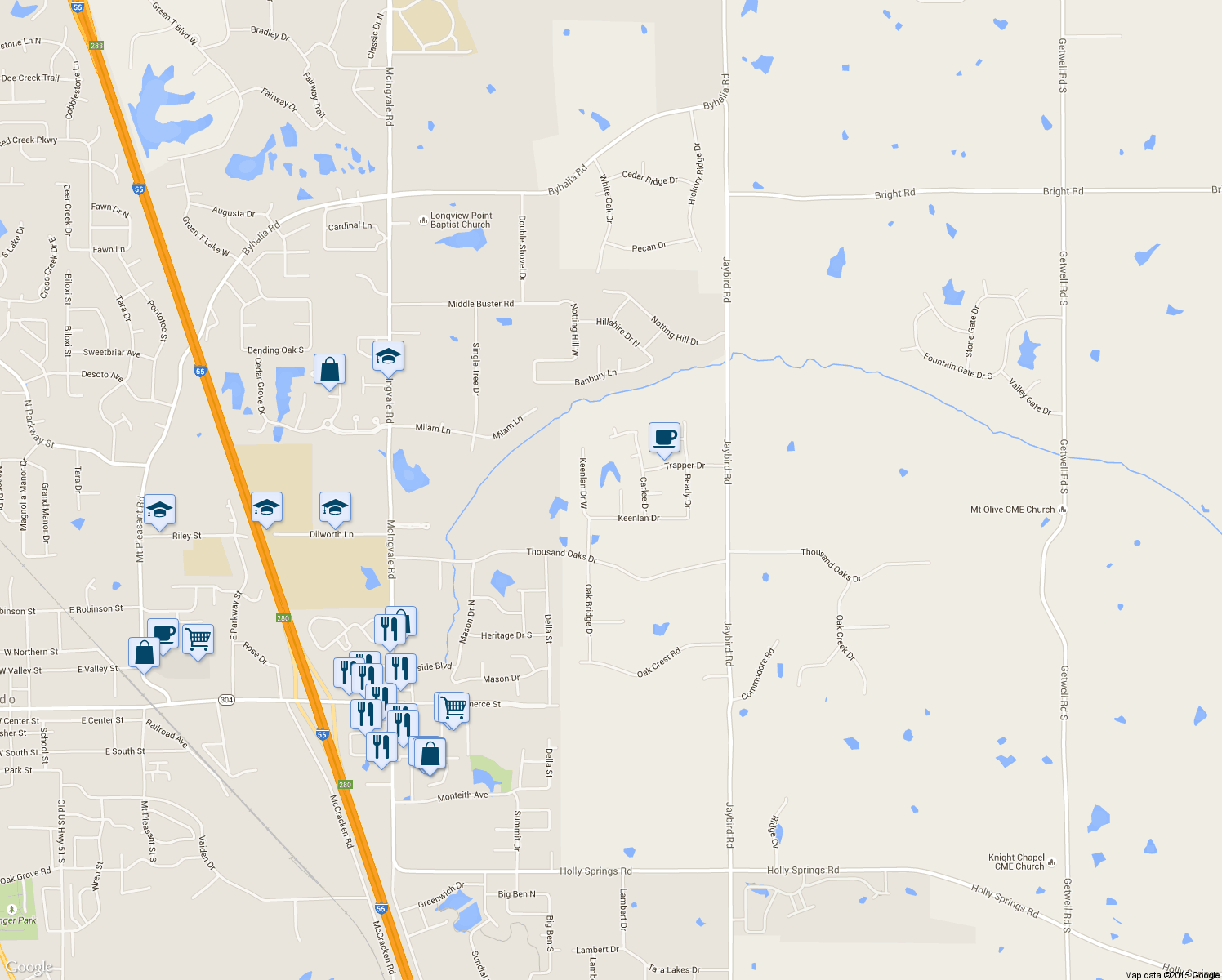 map of restaurants, bars, coffee shops, grocery stores, and more near 1877 Keenlan Cove in Hernando