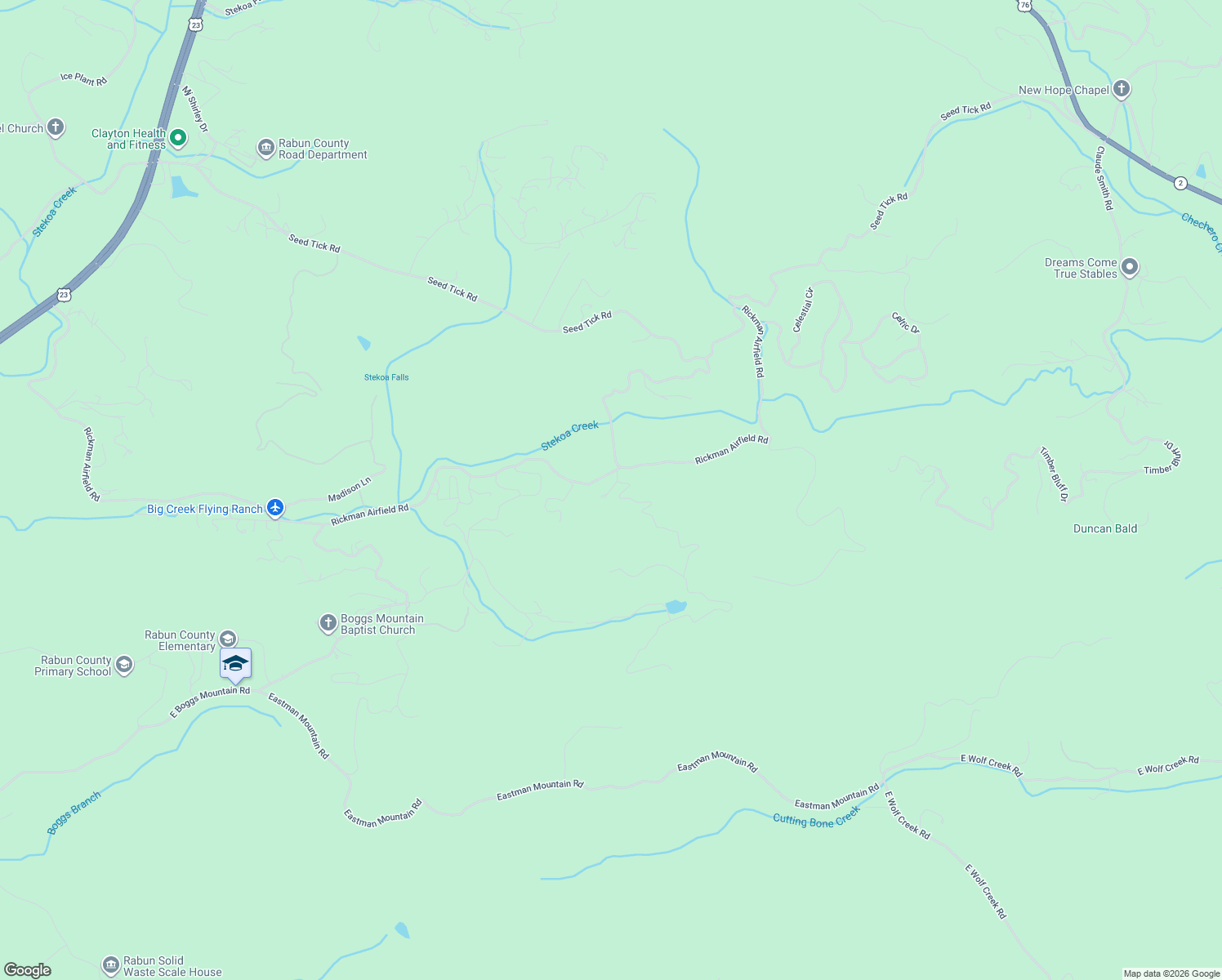 map of restaurants, bars, coffee shops, grocery stores, and more near 2528 Rickman Airfield Road in Clayton